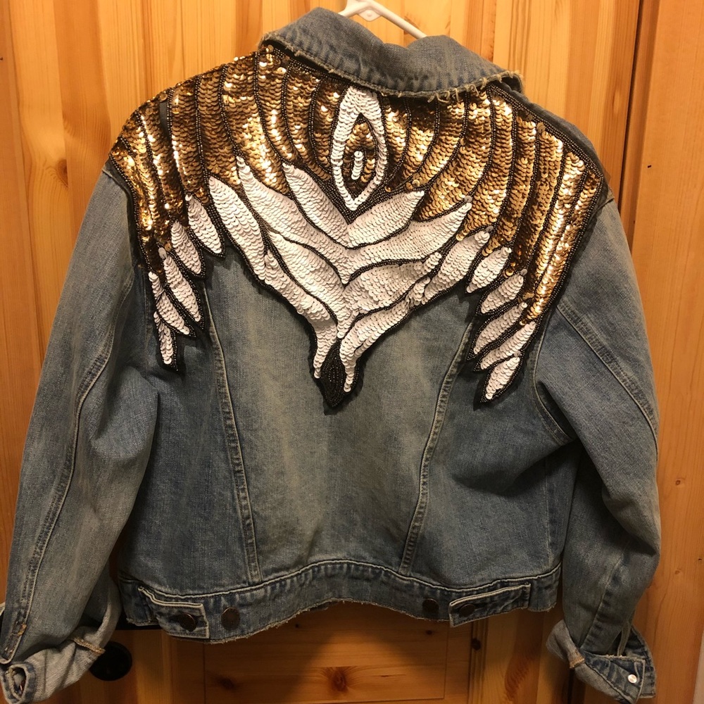 Free People Sequin Bluejean Jacket